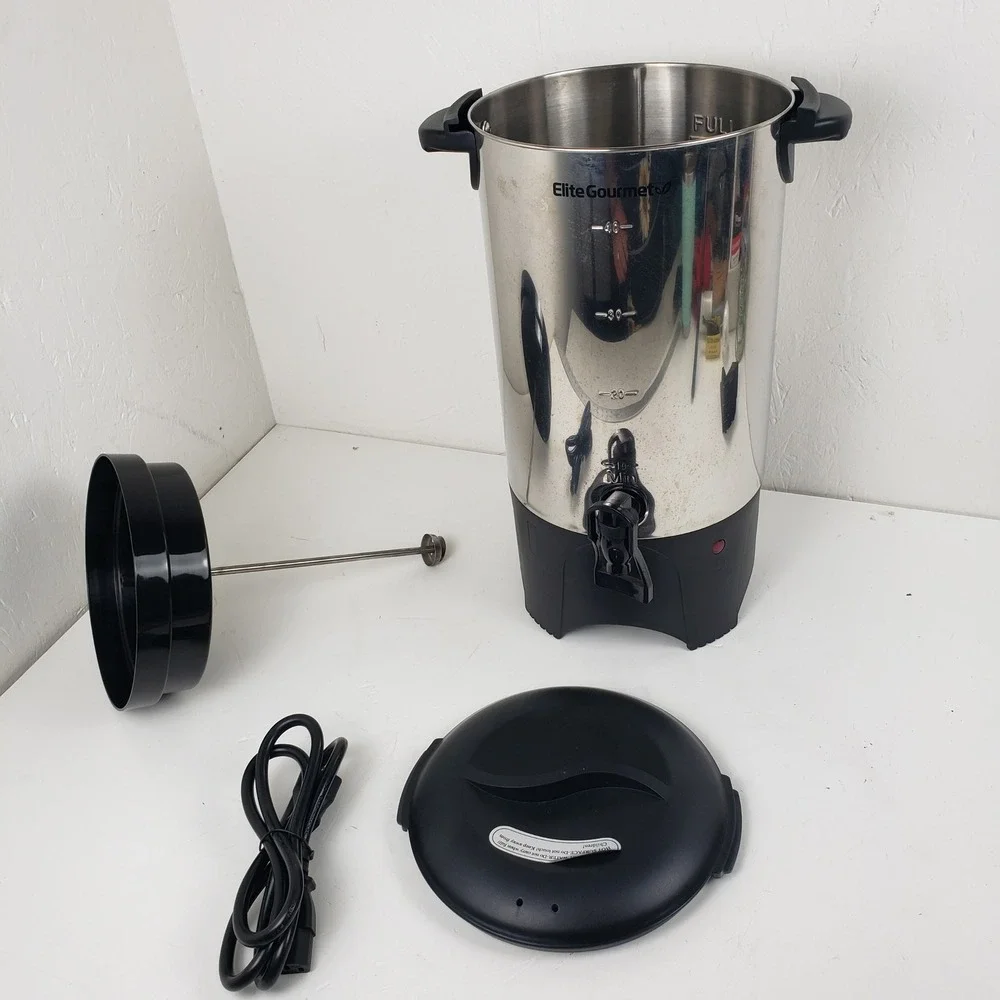 Elite Gourmet CC-45 Stainless Steel 45 Cup Coffee Urn Percolator Silver Black